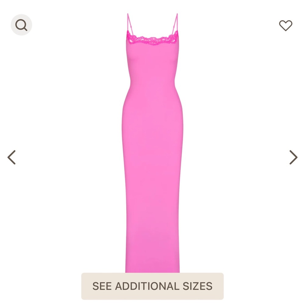 SKIMS Pink Lace Fits Everybody Long Slip Dress. Size Small. Taffy Tonal.